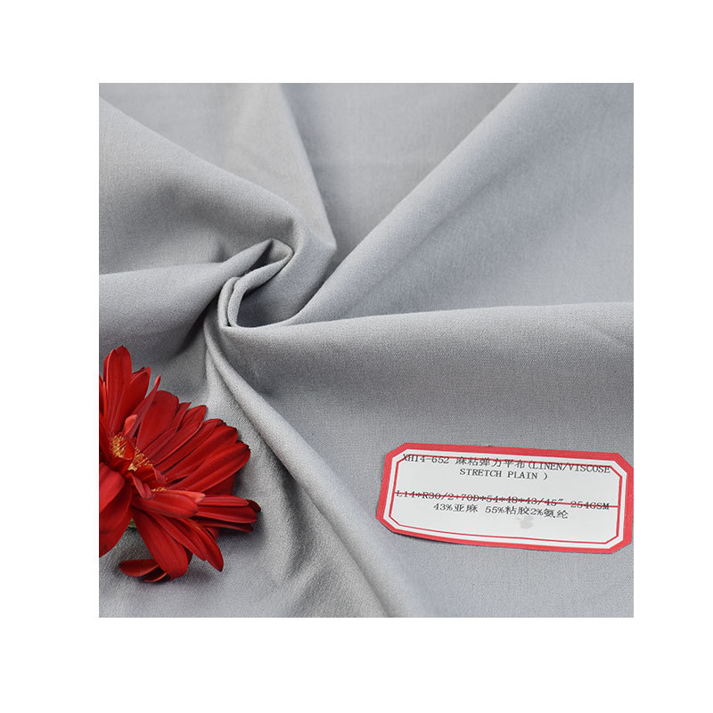 Linen Viscose Elastic Weft Spandex 43% Linen 55% Viscose 2% Spandex Fashion Pants Fabric