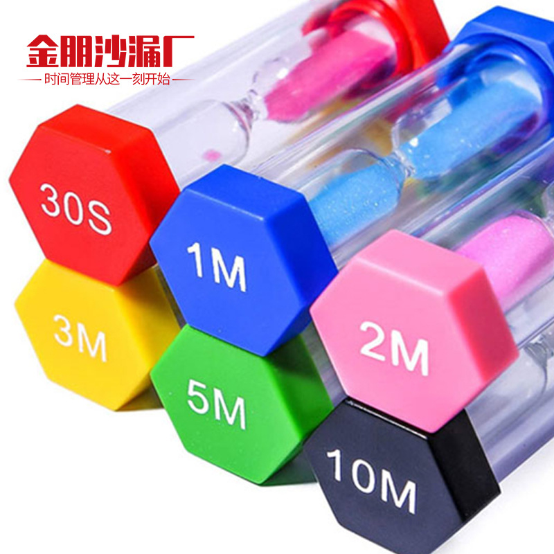 Picture of Creative plastic anti-fall hourglass timer 1 minute children's learning time hexagonal hourglass ornaments birthday gift