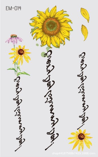 Picture of New Waterproof Sweat-proof Flower Tattoo Sticker Small Fresh Daisy Women's Face Arm Temporary Tattoo Sticker