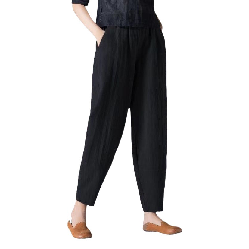 Zen cotton and linen casual pants skinny pants for women 2023 Spring and Autumn plus size loose harem pants high waist slimming cropped pants