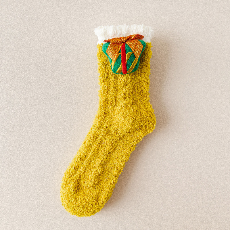 Picture of Coral Velvet Socks Women's Mid-tube Socks Autumn and Winter Home Japanese Cute Moon Socks fleece-lined Thickened Warm Christmas Socks