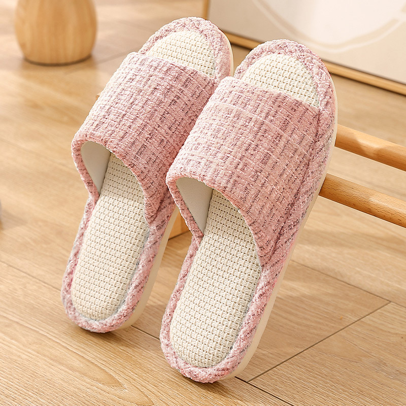 Four Seasons Household Linen Slippers for Women Spring and Summer 2025 New Indoor Sweat-Absorbent Anti-Slip Cotton Linen Slippers for Men