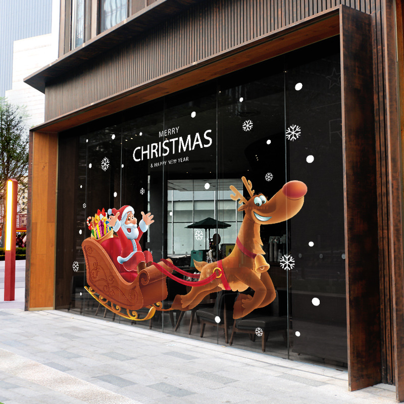 Picture of Christmas Wall Stickers Glass Door Stickers Decoration Decorations Santa Sleigh Stickers Window Stickers