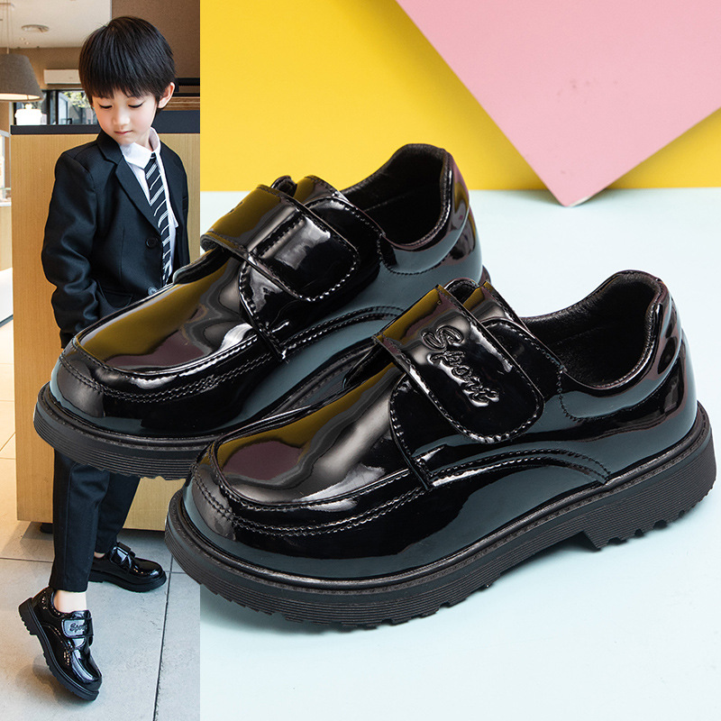 Picture of Children's Shoes, Boys' Leather Shoes, Spring & Fall 2025 New British Style Black Soft Soles, Middle-Aged and Primary School Students' Performance Shoes
