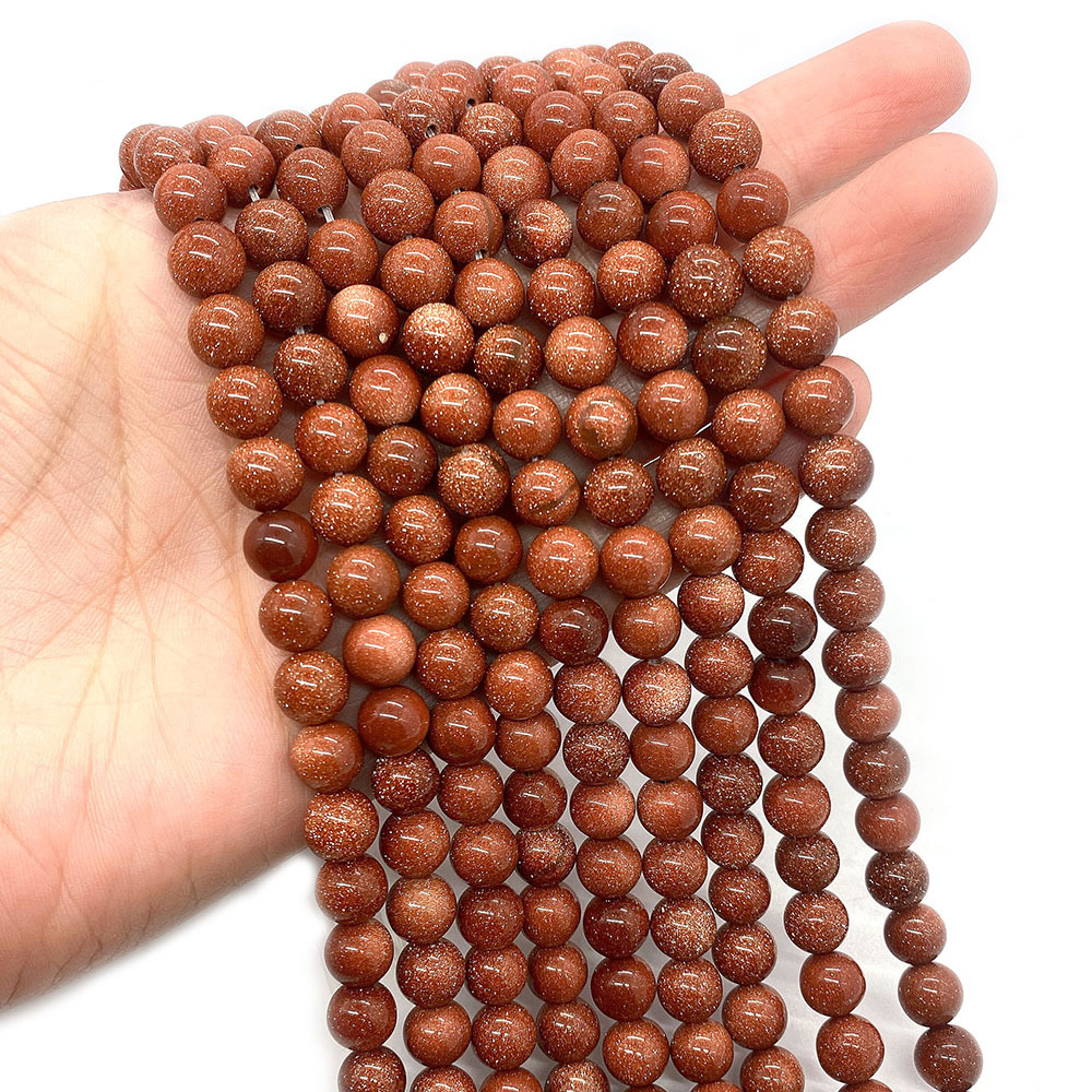 Picture of Natural Stone Sands Ball Beads 6mm8mm10mm Polished Straight Hole Beads DIY Necklace Accessories