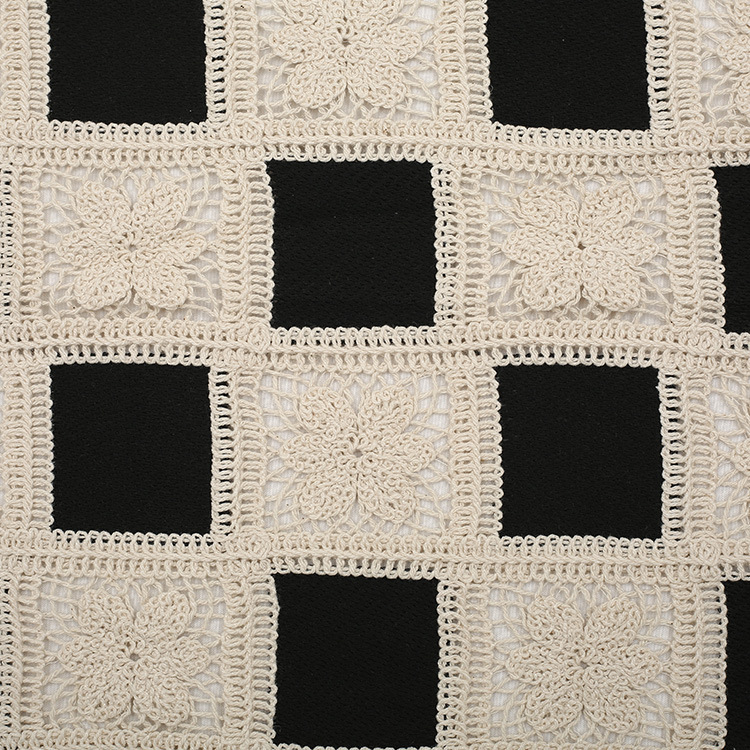 Picture of Factory supply strand hook flower three-dimensional cotton rope chessboard Grace embroidery cloth autumn and winter women's clothing dress fabric