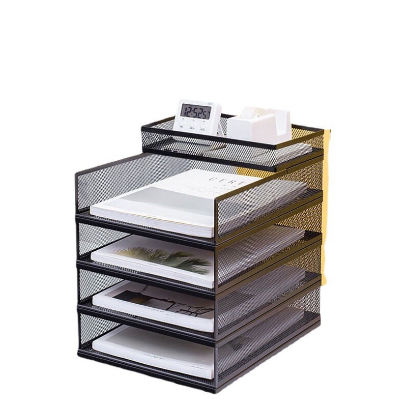 A4 Desktop Metal File Rack Storage Box Office Storage Data Organization File Cabinet Storage Cross-Border Hot Sale
