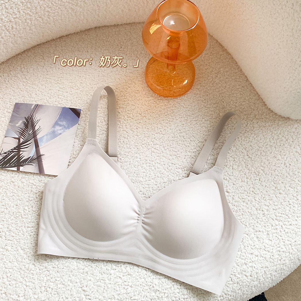 Picture of New Naked Soft Support Underwear Women's Pleated Comfortable Sleep Push-up Anti-sagging Bra without Steel Ring