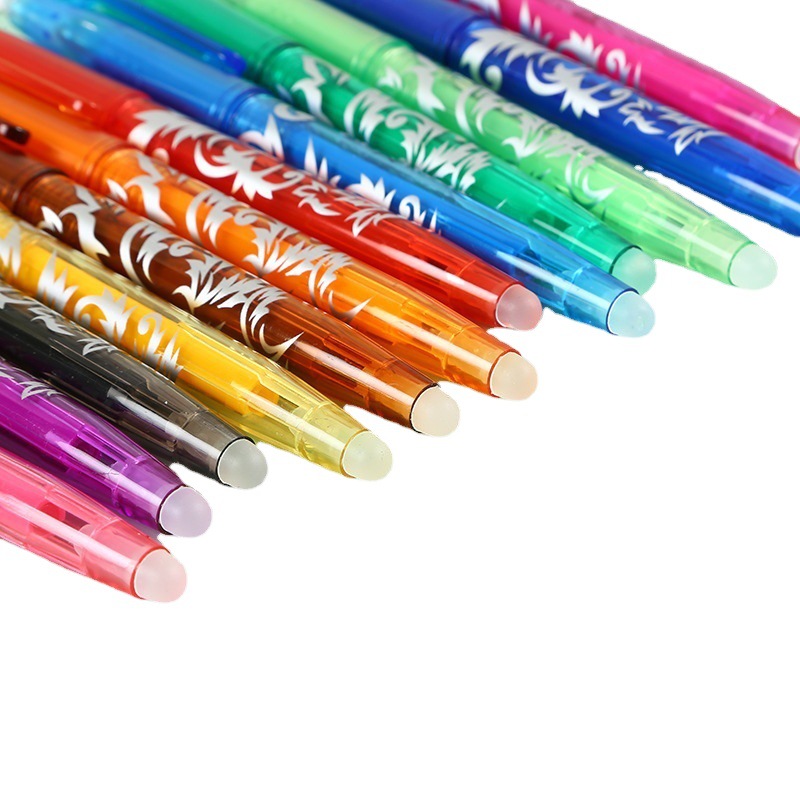 Factory hot erasable neutral pen easy erasable pen color 12 pen set primary school stationery wholesale