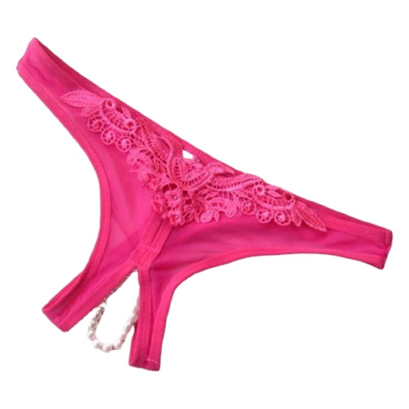 Multi-Color Sexy Underwear Women's Thong Sexy Lace Temptation Free Underwear Open Crotch Mesh Pearl Underwear
