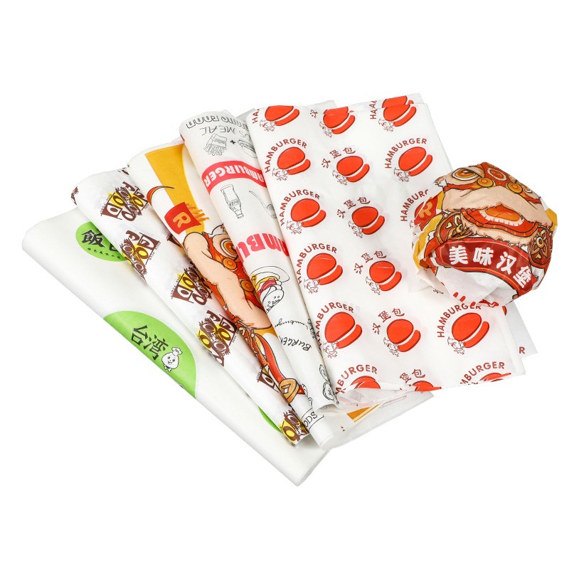Hamburg Grease-Proof Paper Laminated Sandwich Rice Ball Baking Packaging Chicken Roll Wrapping Paper Custom Takeout Special