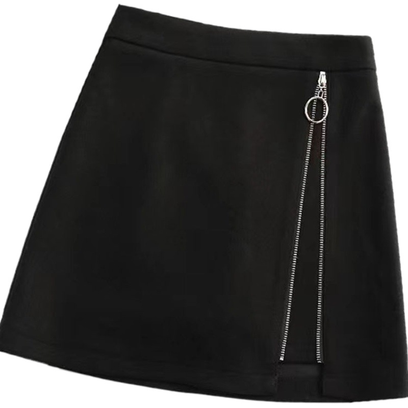 Black Woolen Skirt for Women 2023 Autumn and Winter New Style A-Line High-Waisted Hip-Hugging Short Skirt for Small People with Sweaters