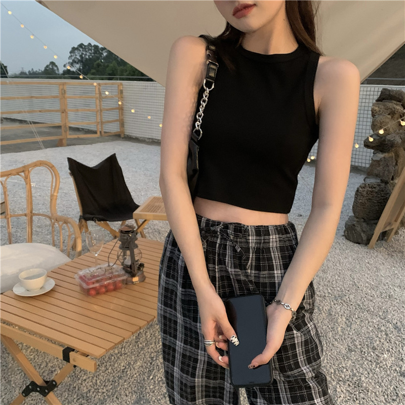 Camisole women's summer inner wear short sports outer wear French hot girl pure want sleeveless top bottoming shirt