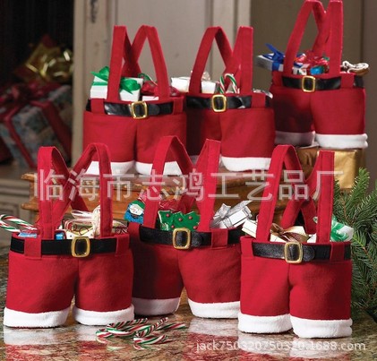 Christmas pants gift bag Christmas pants candy bag handbag wine bottle cover wine bag Type A