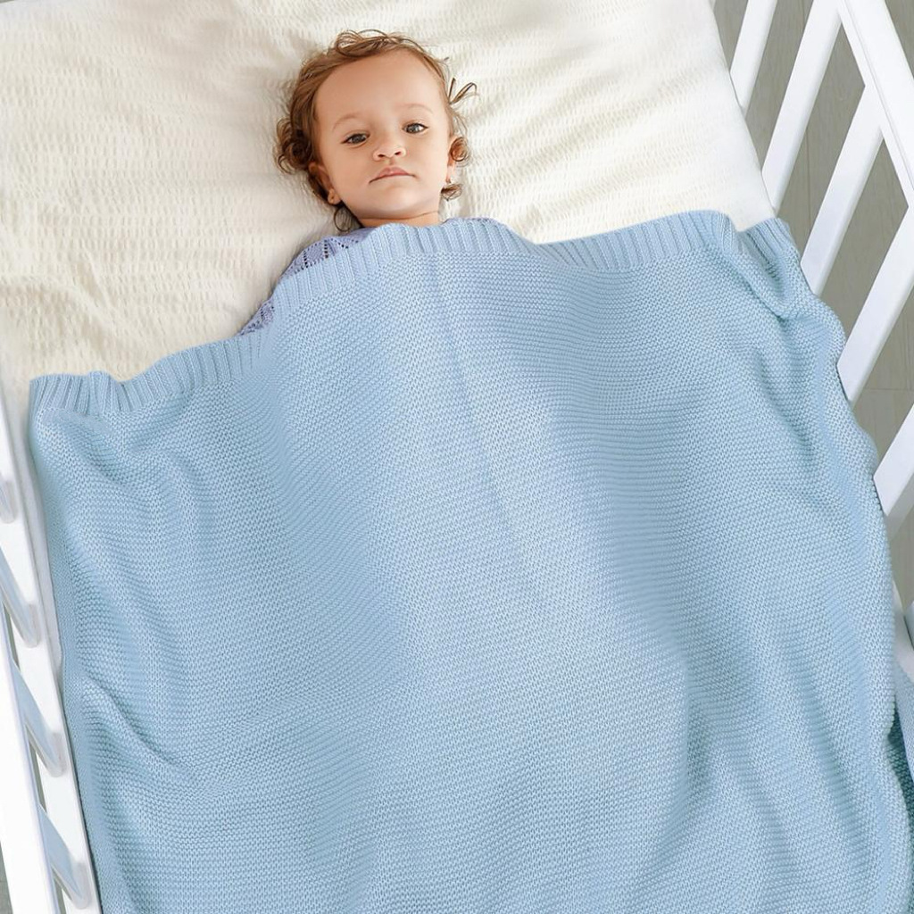 Cross-border Pure Color Baby Carriage Cover Blanket for Spring and Summer Knitted Cotton Nap Blanket Baby Blanket Air-conditioning Blanket