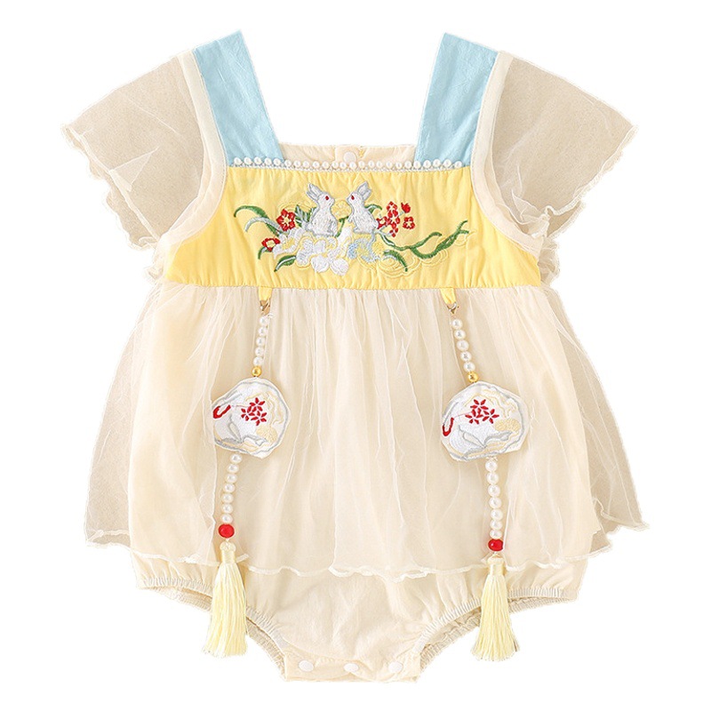 New Starting Point Clothing Baby Han Dynasty Summer Clothing Chinese Style Jumpsuit Female Baby One Month Old Princess Dress Bag Fart Clothing