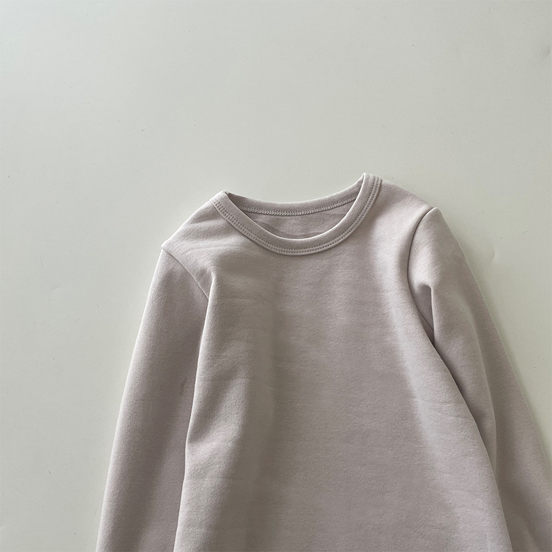 Picture of Children's Pure Cotton Thermal Underwear Boys' Bottoming Shirt Autumn and Winter Girls' Autumn Clothes Single-Piece Top Mid-Children's Half-High Collar Baby