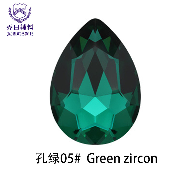Picture of Factory wholesale 18*25 water drop double hole glass wedding dress diamond diy hair accessories shoes accessories beads in stock