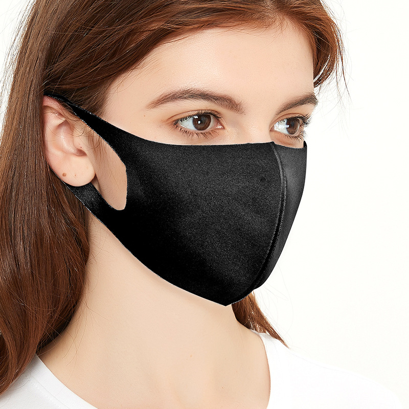 Picture of Dustproof Ice Silk Cotton Knitted Mask Black Wholesale Women's Spring and Summer Sunscreen Smog Breathable Washable 3D Mask