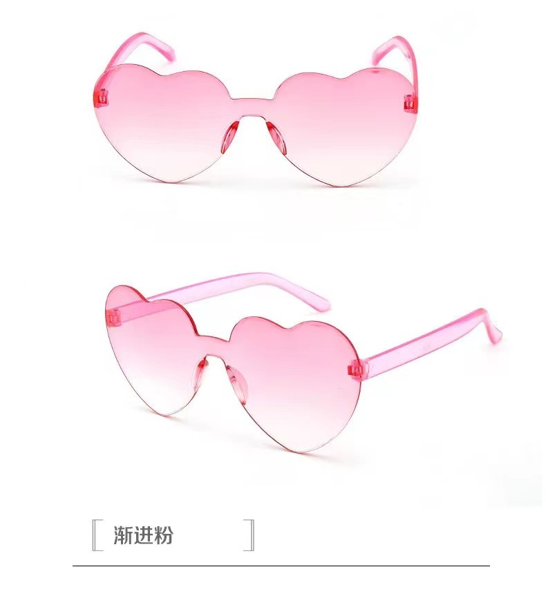 Picture of Heart Sunglasses, Heart Sunglasses, Jelly Color Rimless Heart-Shaped One-Piece Glasses, Dazzling Color Glasses
