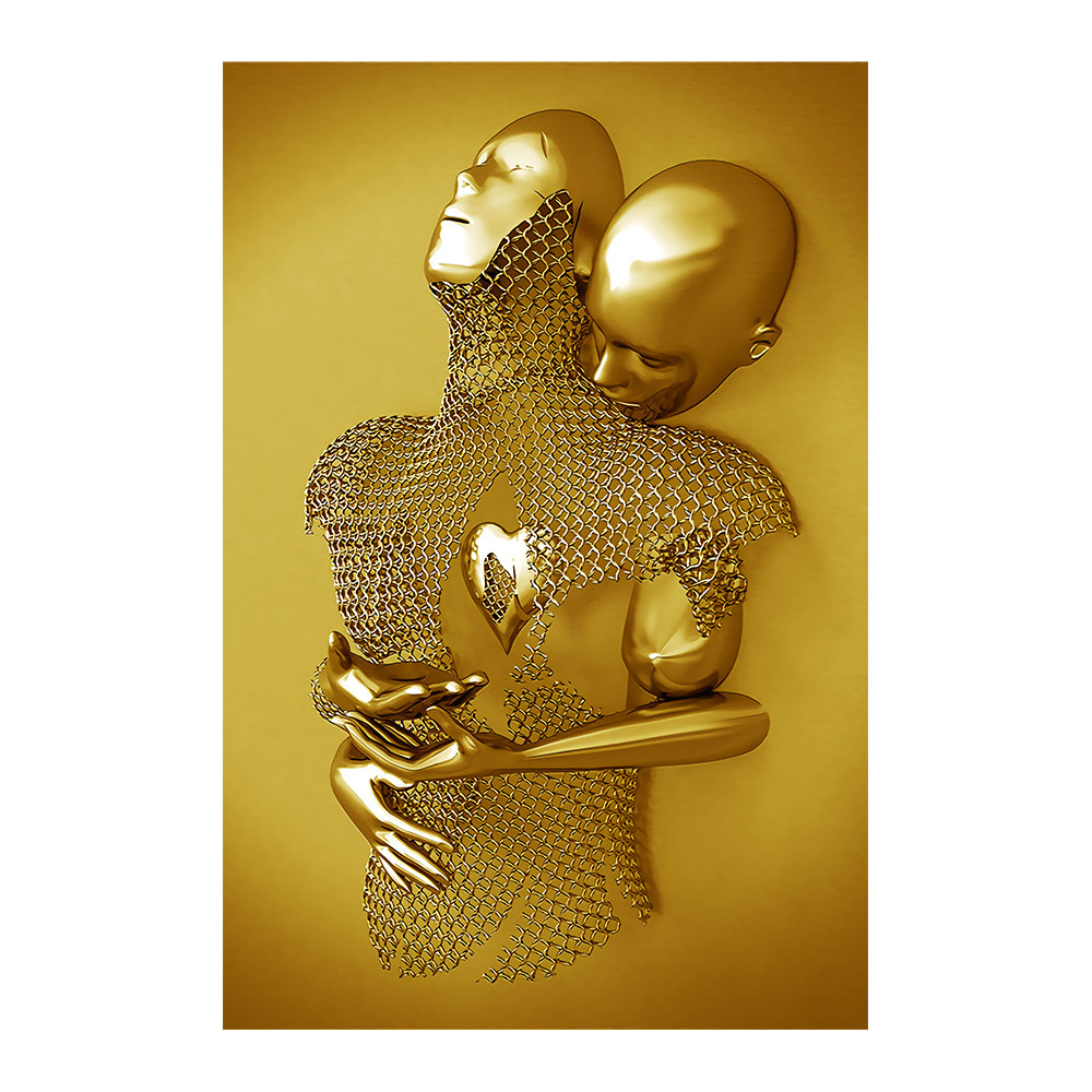 Picture of Scandinavian Home Decoration Canvas Painting Metal Character Statue Poster Hanging Painting Wall Frameless Painting Core Creative Metal