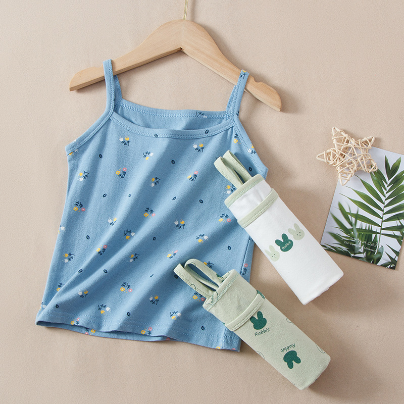 Picture of Girls' Vest Summer Pure Cotton Small Camisole Children's Bottoming Inner Wear Sleeveless Top Baby Outer Wear Camisole
