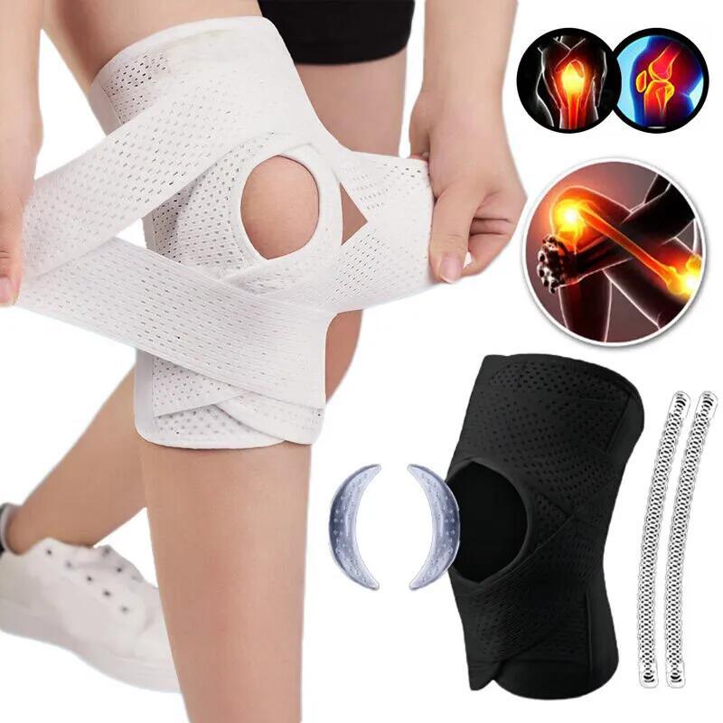 Summer Japanese Knee Pads Cross Elastic Straps Pressurized Meniscus Knee Pads Perforated Breathable Spring Support Knee Pads