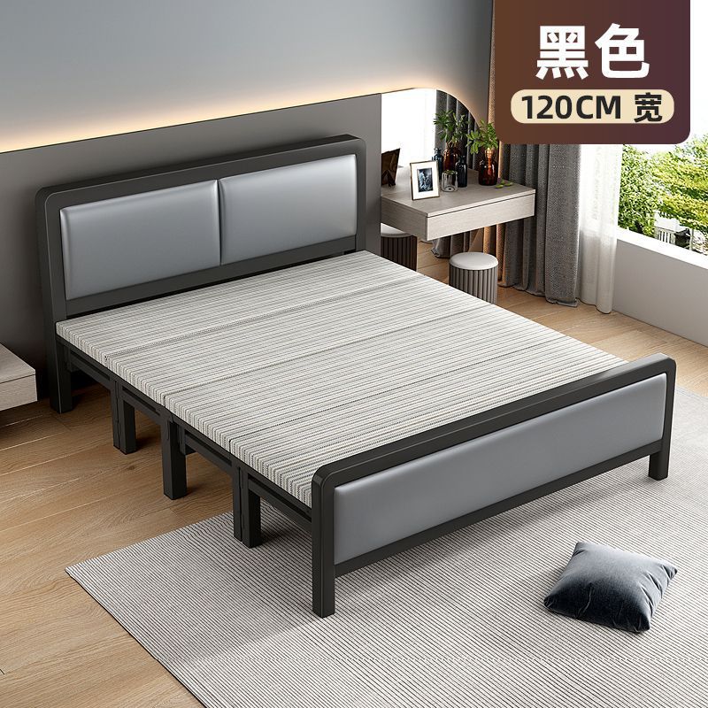 Picture of Home folding bed, double bed, rental house, simple bed, office lunch break bed, dormitory hard board bed, wrought iron bed