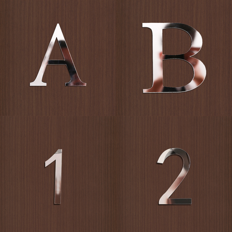 Acrylic 3D mirror wall stickers DIY English digital stickers creative home decoration 26 English letters