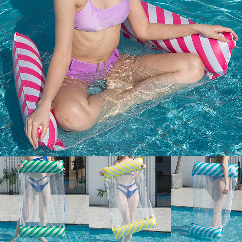 Cross-border new inflatable floating bed striped floating row water amusement inflatable recliner floating bed inflatable swimming ring wholesale