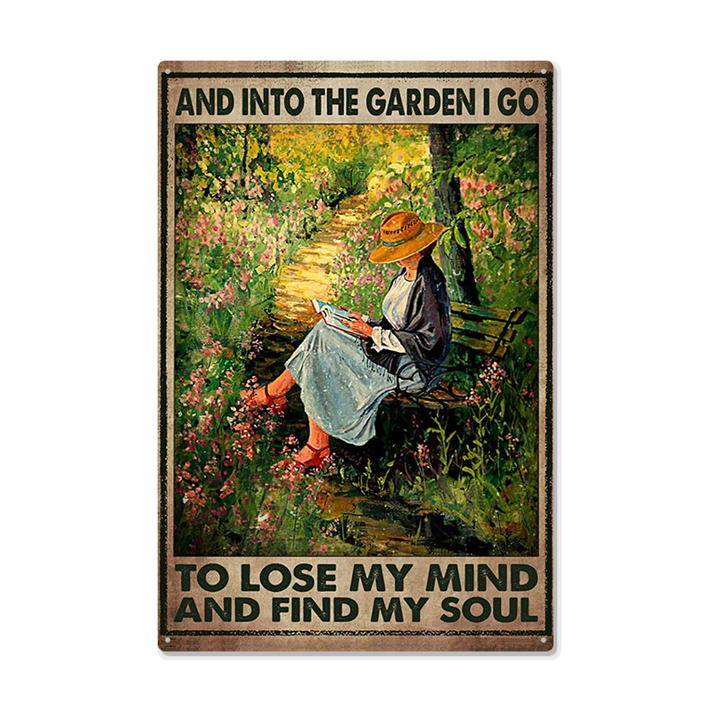 Picture of Cross-border American Country Retro Flower Figure Tin Painting Garden Pastoral Balcony Wall Wall Wall Old Decoration Pendant