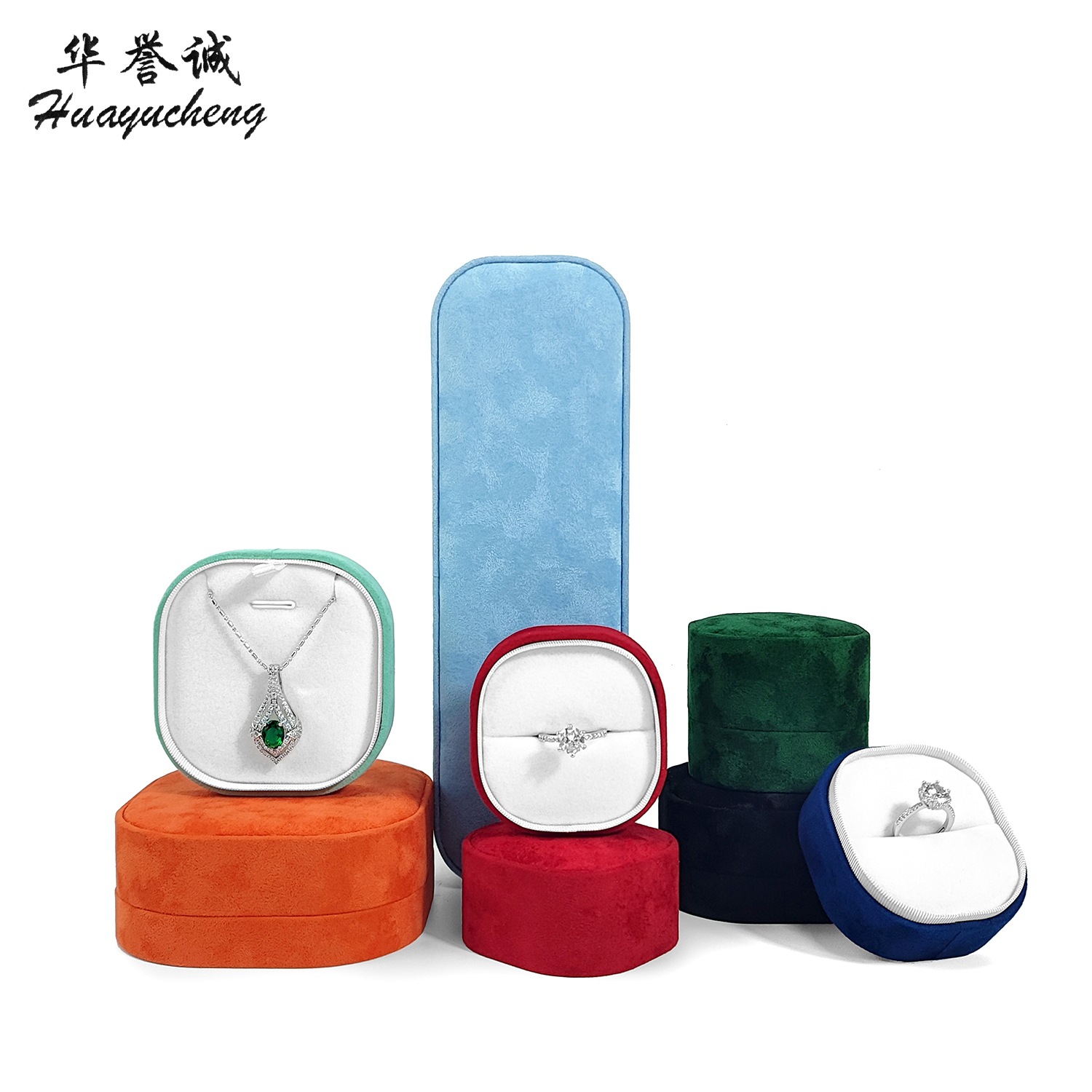 Huayu Cheng in stock Fleece Simple Jewelry Box Tiandi Cover Jewelry Box Storage Box Multi-color suit Jewelry Packaging Box