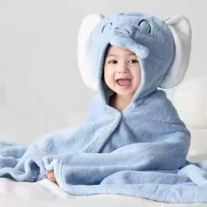 Picture of Cartoon Baby's Cloak Mother and Baby's Bag Coral Fleece Soft Bath Hooded Baby's Hold for Cross-border