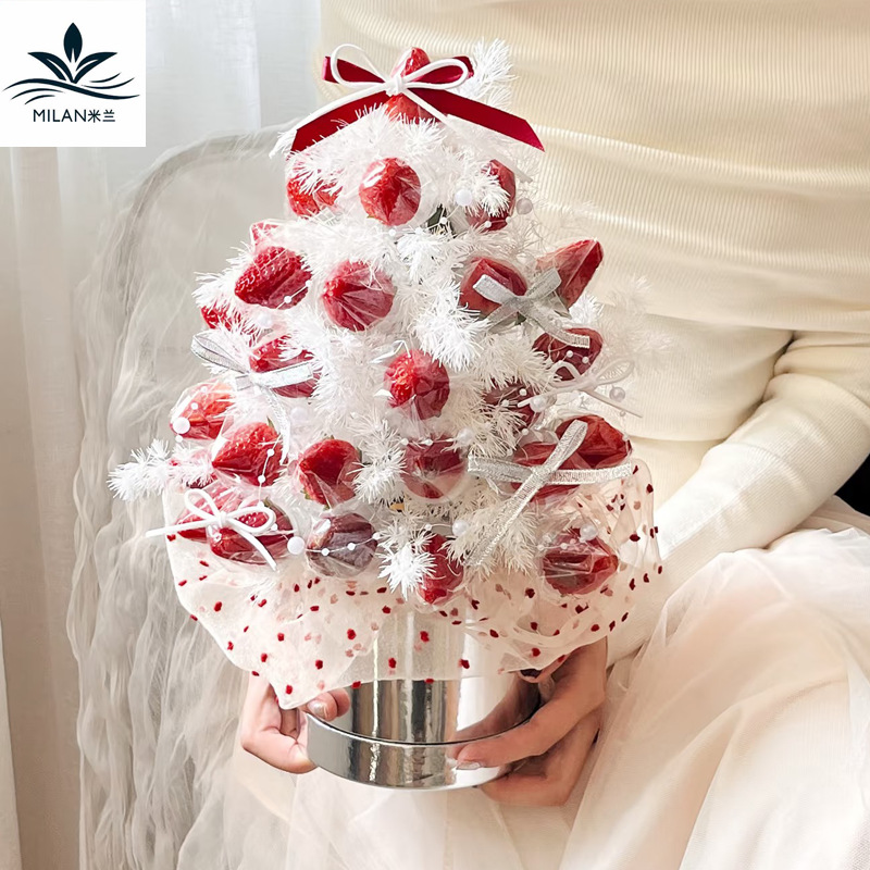 Christmas Strawberry Tower bouquet holding barrel round mini flower box small barrel flower packaging box floral flower arrangement box