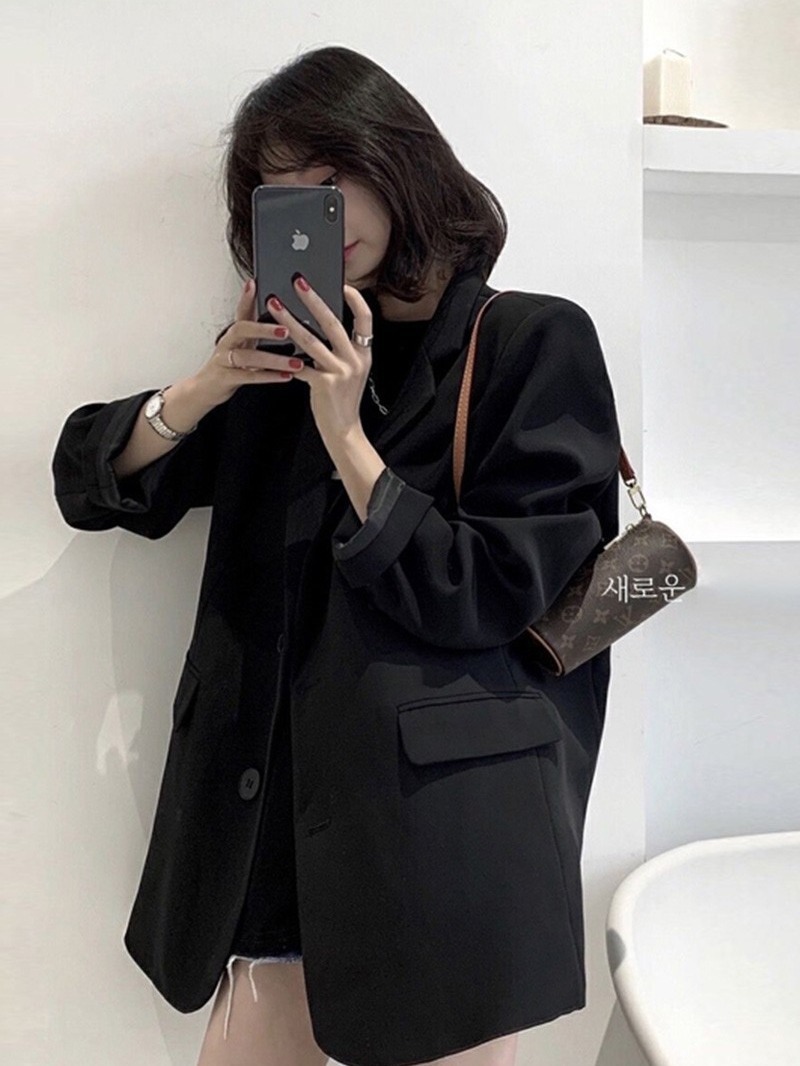 Picture of Small Top Black Suit Jacket Commuter Women's Korean Style Casual Comfortable Suit for Spring and Autumn