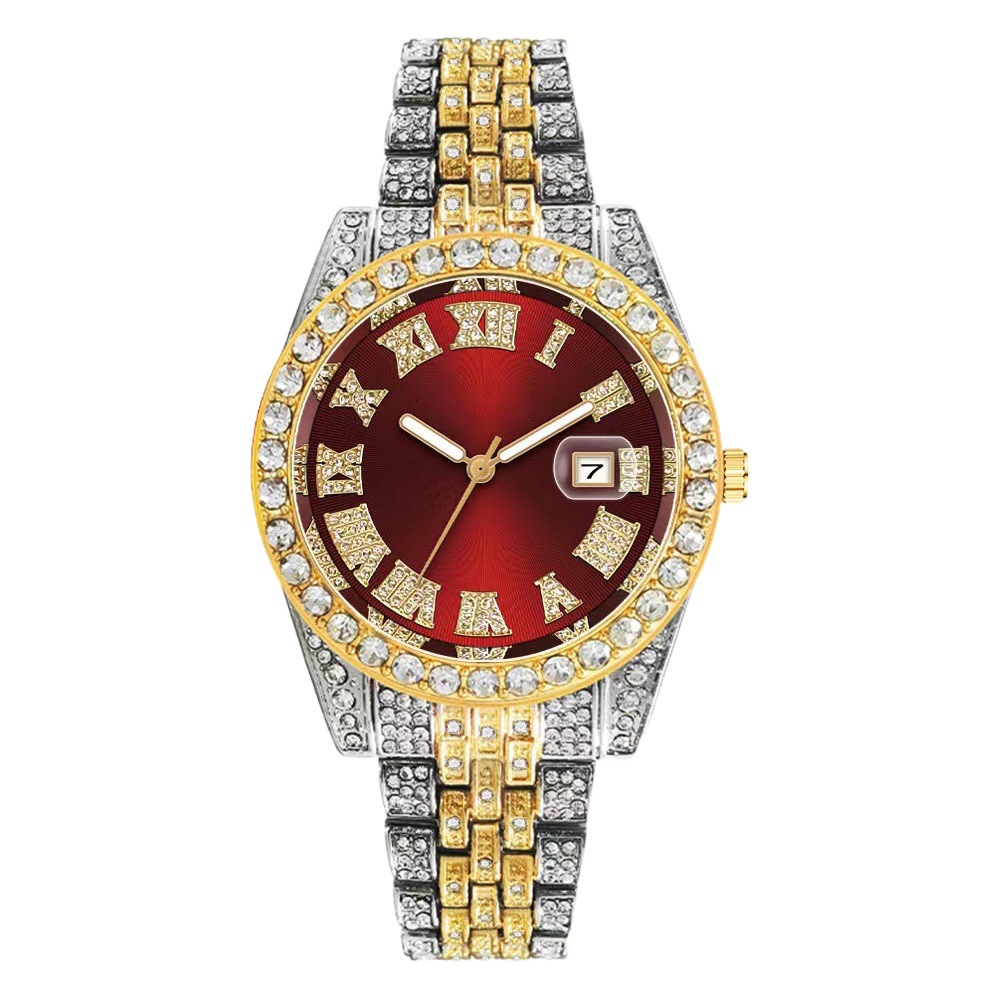 Cross-border hot new full diamond Roman scale calendar fashion women's watch women's watch quartz watch manufacturer in stock