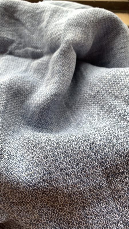 Picture of Linen Color Spun Blue Jacquard Fabric, Pure Linen Extra Wide Jacquard Fabric, French Linen Jacquard Fabric