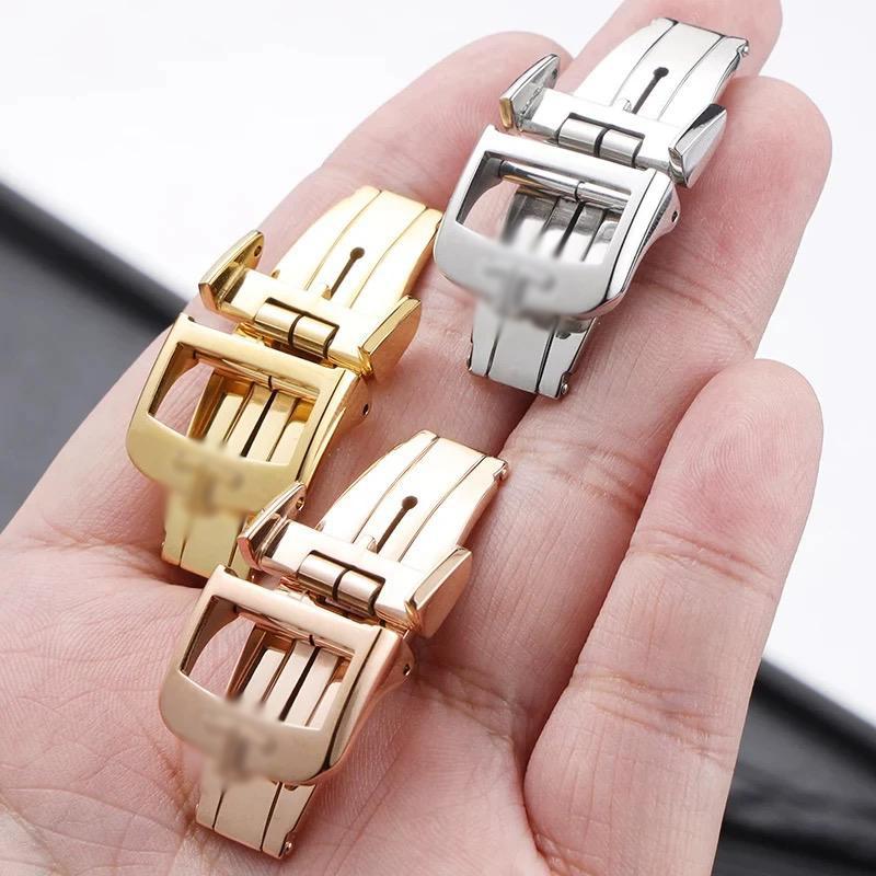 Folding Buckle Fit Accumulates Watch Buckle Home Master Geographical Moon Dating Flip Clown Steel Leather Watch with Butterfly Buckle