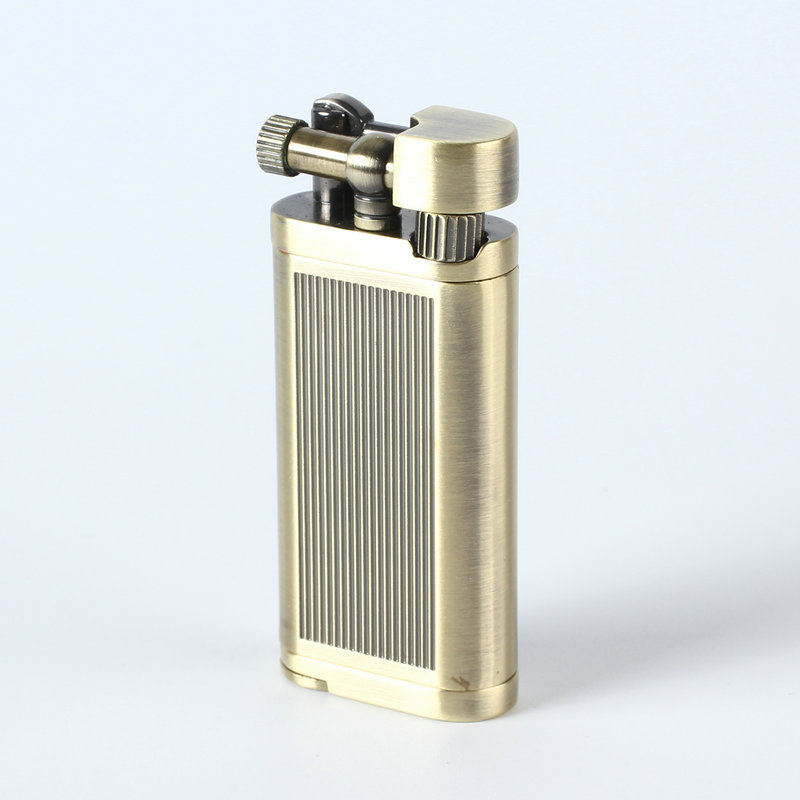 Picture of Grinding wheel open flame cigarette lighter gas creative inflatable Langsheng oblique fire lighter metal pipe mini lighter gift