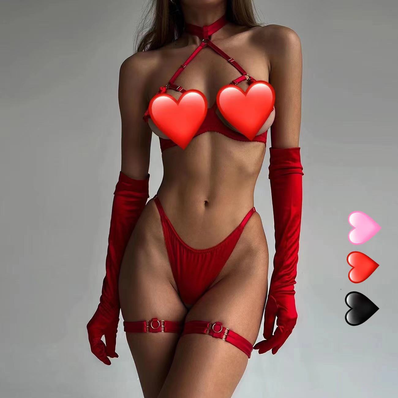 DEIR European and American Sexy Tassel Underwear Amazon Steel Ring Mesh Underwear Set Sexy Kit