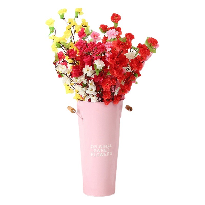 Duofu Peach Blossom Wholesale Engineering Landscape Tree Decoration Wintersweet Living Room Floor-Standing Artificial Flower Simulation Single Small Peach Blossom