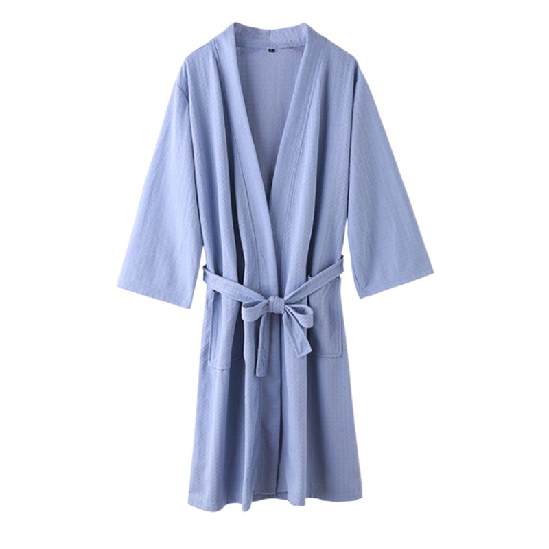 Picture of Cross-border Waffle Bathrobe Sauna Clothes Women's Thin Nightgown Long Couple's Home Clothes Hotel Bathrobe Men's Hair