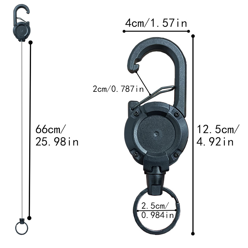 Picture of Backpack tactical U-shaped easy-pull buckle keychain retractable simple black outdoor portable steel wire four-color spring buckle