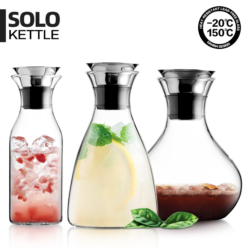 Nordic solo creative high temperature resistant glass cold water bottle cold water bottle household suit large capacity cold white open cold water Cup