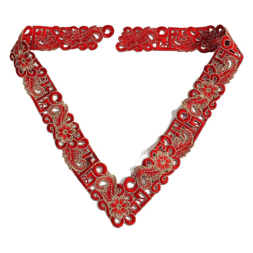 Good things lace neckline water soluble flowers plum leaves neoclassical hollow pink flower ring V false collar