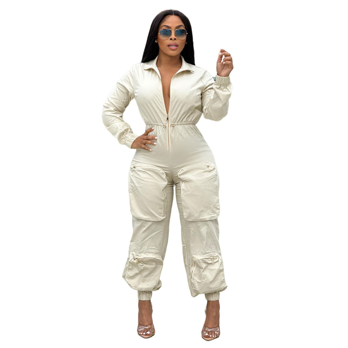 Picture of Independent station cross-border new women's European and American waist overalls metal zipper bread bag casual trousers