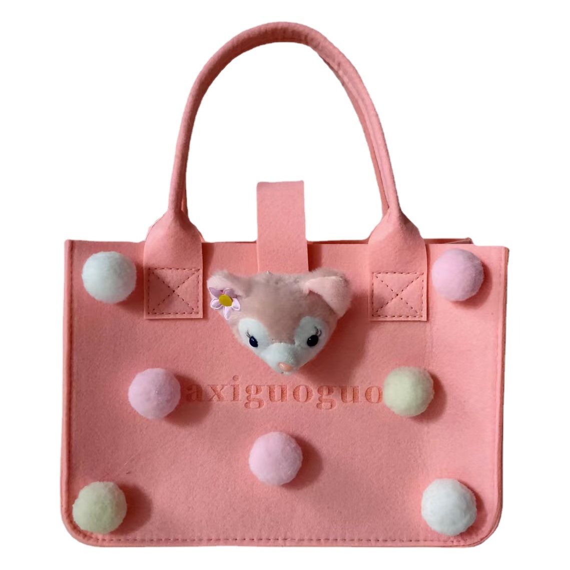 Cross-border Internet Celebrant Felt Bag Cartoon Sticky Storage Felt Bag One-year-old Accompanying Gift Bag Handbag with Logo Printing