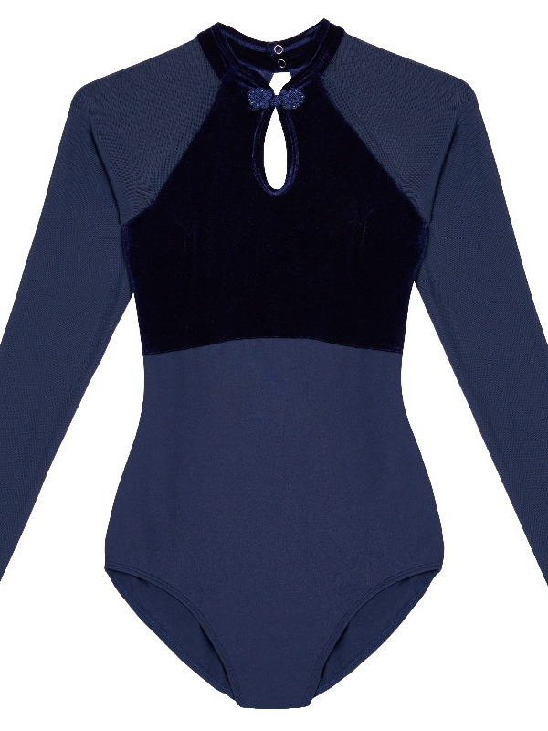 Picture of Ballet Training Clothes for Adults, Autumn and Winter Long-Sleeved Training Gymnastics Clothes, Velvet Water Drop Splicing Jumpsuits, Teacher Body Suits