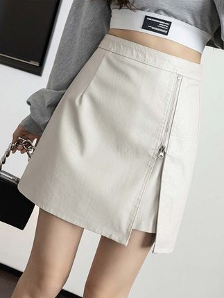 Split Skirt Women's Autumn and Winter 2023 New Fashion pu Leather Skirt High Waist Slim A- line Hip One-step Skirt