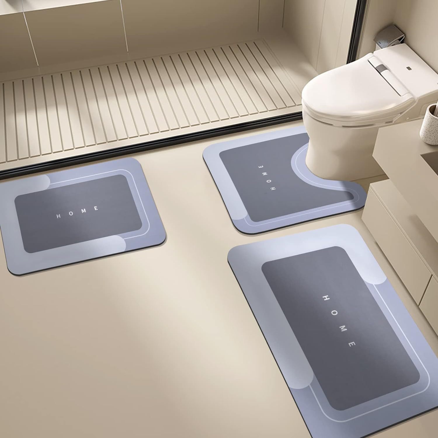 Simple Diatom Mud Mat Household Bathroom Toilet Door Water Absorbent Non-slip Foot Mat TEMU Labeling for Hair